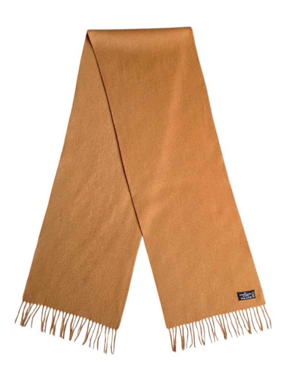 Vintage 100% Cashmere Scarf Camel Tan Fringed Made in Germany Luxury EUC